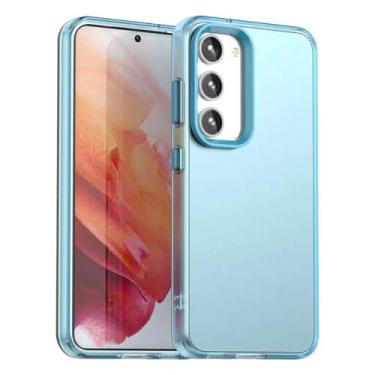 Imagem de Capa translúcida fosca Candy para Samsung Galaxy S24 S23 Ultra Plus S24 Fe A16 A06 A15 A55 A35 A25 M55 (para Galaxy A25 5G/azul)