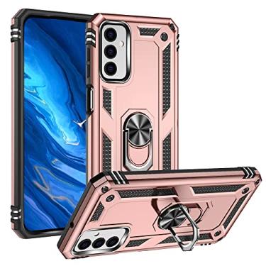 Imagem de SORAKA Capa para Samsung Galaxy M23 5G com suporte de anel capa armadura para Samsung Galaxy M23 5G capa traseira de policarbonato rígido com placa de metal para suporte magnético de telefone carro
