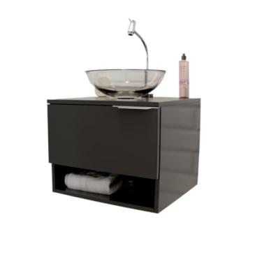 Imagem de Gabinete de banheiro pequeno 45cm com cuba(Preto)