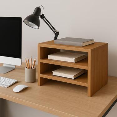 Imagem de Organizador de Mesa para Escritório, Estante para Documentos em MDF, 3 Níveis, Branco (freijo)