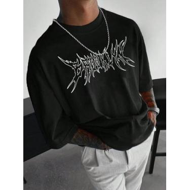 Imagem de Camiseta Masculina Larga Oversized Gola Redonda Academia - crushed, Pr