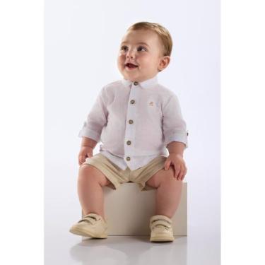 Imagem de Bata para Bebê Menino em Algodão Up Baby, Branco, M