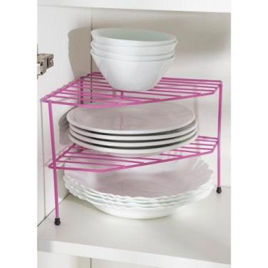 Imagem de Prateleira Organizadora de Canto 3 Níveis Para Cozinha e Armário Inox 