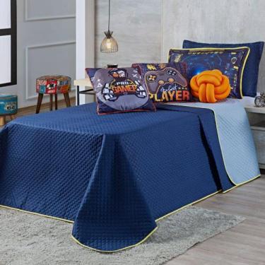 Imagem de Kit Cobre Leito Gamer Pro Dupla Face c/ Almofadas Solteiro 06 Peças - 