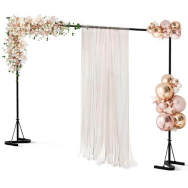 Imagem de Suporte de pano de fundo preto, suporte de cenário fotográfico de 3,5 x 1,8 m, estúdio de vídeo fotográfico, suporte de banner de pano de fundo, arco de balão de metal quadrado resistente para festas