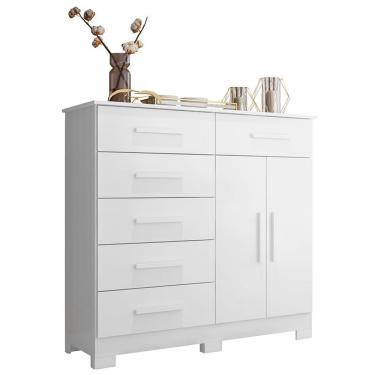 Imagem de Cômoda 2 Portas 6 Gavetas New Xangai Branco