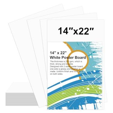 Imagem de 18 peças de 35,5 cm x 55,88 cm, quadro de pôster, branco, papel a granel, 250 g/m², painéis de visão, para desenho, escola, artes, projetos de artesanato, apresentações, scrapbook, exibição gráfica em