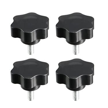 Imagem de uxcell Puxador de parafuso de fixação, 48 mm de diâmetro ameixa em forma de estrela M8 x rosca macho de 20 mm, 4 peças