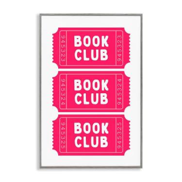 Imagem de Stupell Industries Ingressos Pink Book Club Gray Framed Giclée, design por Lettered and Lined, 18 x 12