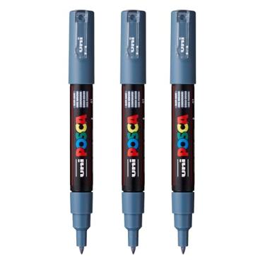 Imagem de posca Marcadores de tinta à base de água PC-1M, ponta extrafina (0,7 mm), cinza ardósia, 3 unidades