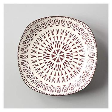 Imagem de Prato de serviço doméstico criativo utensílios de mesa frutas prato quadrado profundo bife ocidental prato de café da manhã pratos de personalidade (cor: Q)