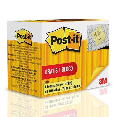 Imagem de Bloco Post It 657 amarelo 100 fls leve 6pague5 3M