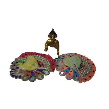 Imagem de Laddu gopal vestido multicolorido ladoo gopal vestido multicolorido krishan gopal poshak kanha ji (tamanho 0-2 kanhaiya) (pacote com 2), zzzz-s