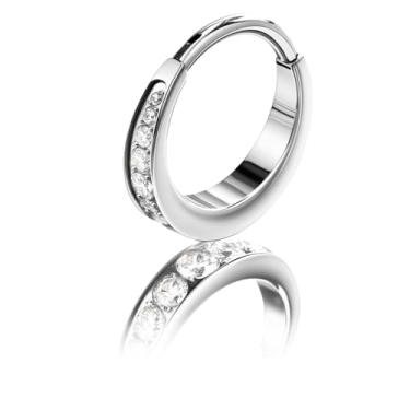 Imagem de BodyBonita Anéis de septo 16G, argolas de nariz de titânio G23 para mulheres e homens, piercing de narina CZ transparente 8/10 mm banhado a ouro 14K/prata, 16g(1.2mm)-10mm, Titânio, Zircônia cúbica