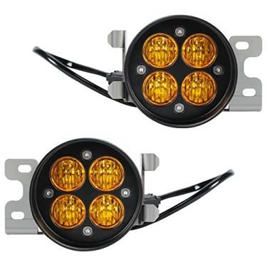 Imagem de Kojem Kit de faróis de neblina de LED compatível com Toyota Tacoma/2012-2021 Toyota 4Runner/2014-2021 Toyota Tundra Faróis de neblina Par DRL Daytime Running Light (lentes amarelas + carcaça cromada)