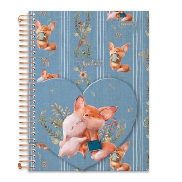 Imagem de Caderno Colegial Criativo Cadersil Estampa Coração Woodland – 80 Folhas – Capa Dura – Espiral dourado - Ideal para Anotações Criativas