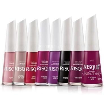Imagem de Kit 15 Esmaltes Risque Cores Tons Quentes Vermelho Laranja Roxo (8 Cor)