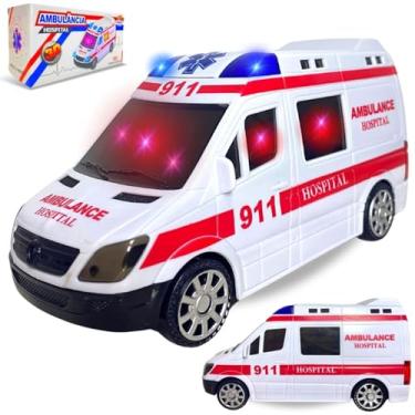 Imagem de Ambulância De Brinquedo Com Sirene Som Luz Anda Bate e Volta