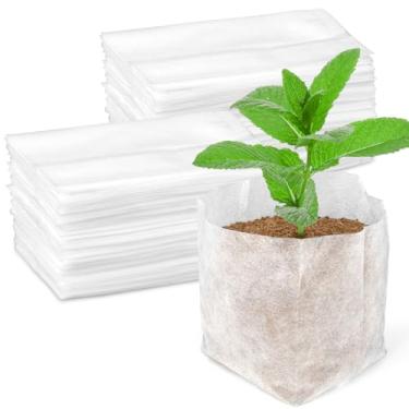 Imagem de MAQIHAN Sacos de cultivo para berçário – 100 peças, bolsa para sembrar, pacotes iniciais para sementes de plantas, suprimentos de estufa de jardim doméstico, flores de vegetais, mudas de frutas (12 x