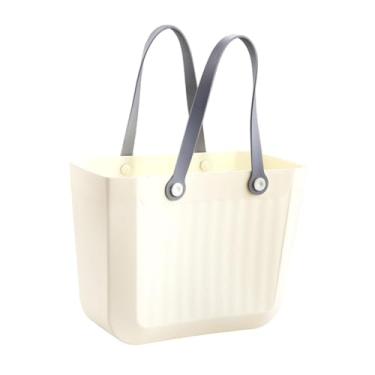 Imagem de Ｂｅｓｇａ Bolsa de viagem para praia, bolsa para ao ar livre, portátil, versátil, para banheiro, chuveiro, sacola de compras para brinquedos, Branco