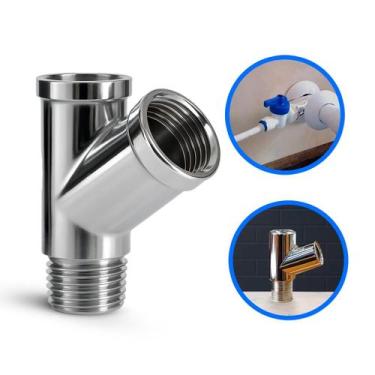 Imagem de Junção Adaptador Y 1/2" Metal Cromado Para Torneira, Filtro E Ducha Hi