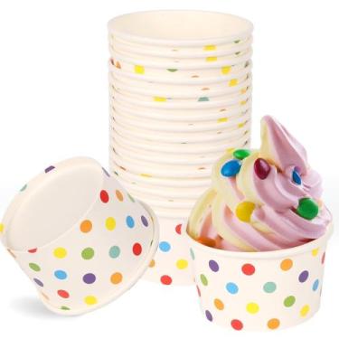 Imagem de Copos de sorvete Zandfelo 50 unidades de 160 ml Rainbow Polka Dots