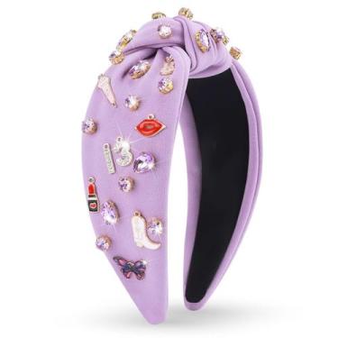 Imagem de Bandana MOSOTECH Music Jeweled Knotted para mulheres, roxa