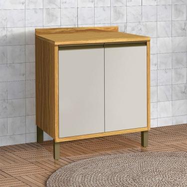 Imagem de Balcão de Cozinha 80 Cm Tempranillo 2 Portas 100% Mdf Amêndoa/Off White - Rio Doce