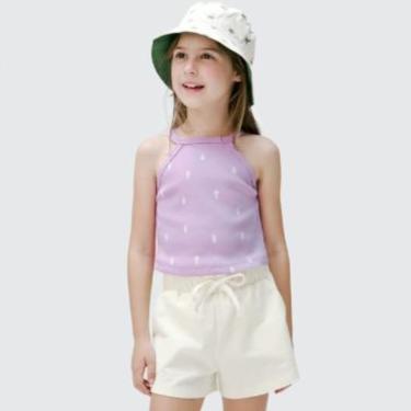 Imagem de Camiseta Regata Infantil Menina em Ribana Roxo - Hering