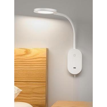 Imagem de Luz de leitura montada na parede Deeloop com saída USB branca