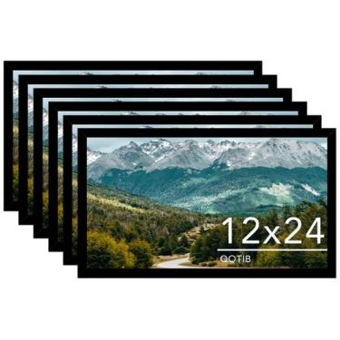 Imagem de Porta-retratos QOTIB Wood 30x60cm preto para parede, pacote com 6