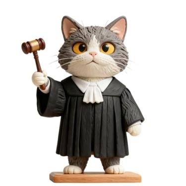 Imagem de Estátua personalizada de juiz de estimação com martelo e roupão | Estatueta de tribunal personalizada da foto | Presente para advogados e graduados