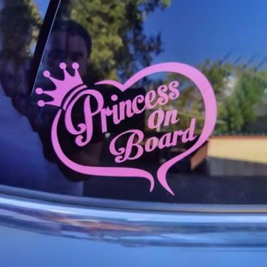 Imagem de 1 adesivo rosa coroa coração princesa a bordo