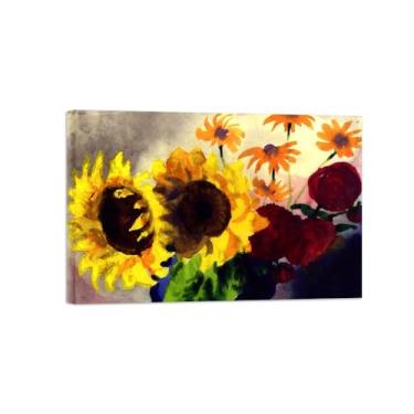Imagem de Pôster e impressões em tela de flores vintage - reprodução de pintura de arte de parede famosa - buquê com girassóis - imagens prontas para pendurar tela emoldurada 30x45cm12x18in