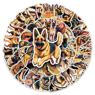 Imagem de 50 adesivos de cachorro pastor alemão à prova d'água para garrafas de água, laptop, bagagem, celular, skate, decalques