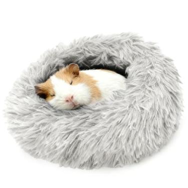 Imagem de LAIRIES Cama de porquinhos-da-índia para animais pequenos em forma de donut, cama macia e quente com elastano e calça de lã para transporte aconchegante, acessórios de gaiola