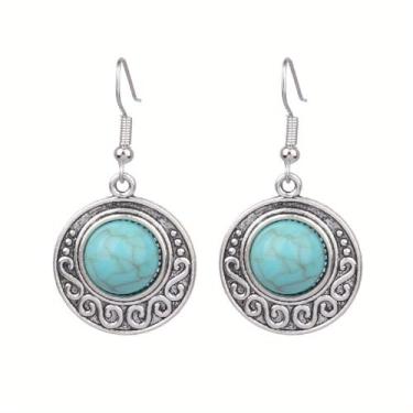 Imagem de Brincos pendentes de turquesa para mulheres, joias elegantes, ideia de presente leve