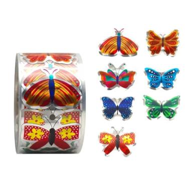 Imagem de 300 peças de papel a laser multicolorido, filme leve, adesivo de borboleta, adesivos de vedação, adesivos de papelaria DIY, adesivos de contas manuais