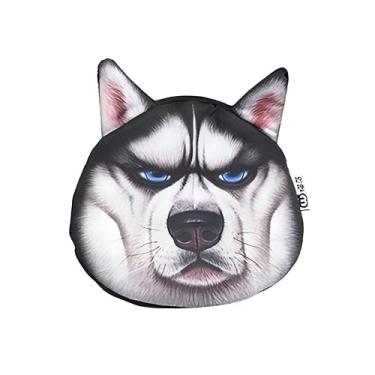 Imagem de Minibolsa de moedas engraçada 3D com cara de cachorro para moedas, carteira divertida, porta-moedas, bolsa pequena com zíper para chave, batom, fones de ouvido, presentes para amantes de cães para