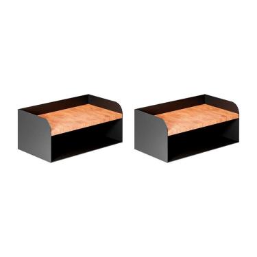 Imagem de Kit 2 Mesas De Cabeceira Suspensas Pretas Em Aço Linha Home Padrão Morphi Design 45Cm - Cor: Preto