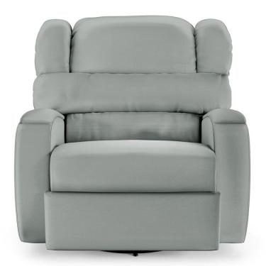 Imagem de Poltrona Do Papai Reclinável Napoli Glider Giratória Usb Pu Cinza Fh1 - D\'rossi