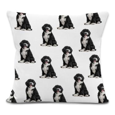 Imagem de Yorhifa Capas de almofada portuguesas para cães de água 45,7 x 45,7 cm, presentes decorativos para donos de cães, presentes de cães de água portugueses para amantes de cães, capas de almofada para