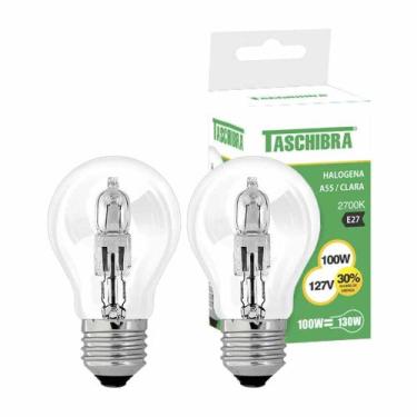 Imagem de Kit 2 Lâmpada Halógena A55 100W E27 127V 2700K Taschibra