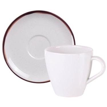 Imagem de Conjunto Xicara e Pires de Cha Tramontina Canyon em Porcelana Decorada 200 ml 2 Pecas