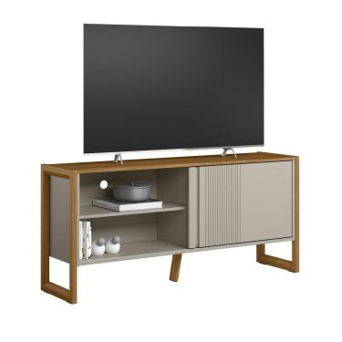 Imagem de Rack 141cm Gold Para Tv Até 55 Polegadas Linea Brasil Nature Com Off White