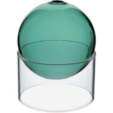 Imagem de Vaso Decorativo Esfera Com Suporte Vidro 10x10x10cm Verde