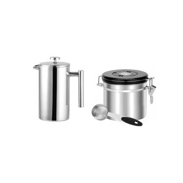 Imagem de Cafeteira Prensa Francesa e Porta Cafe Hermetico Aço Inox