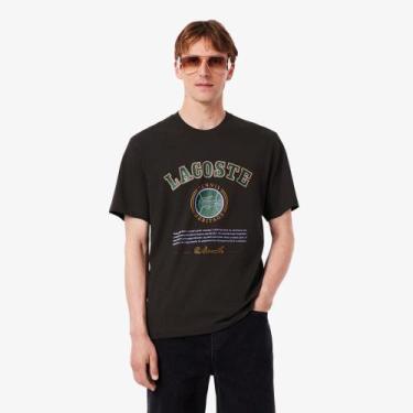 Imagem de Camiseta de Algodão com Estampa - Lacoste, M, Marrom