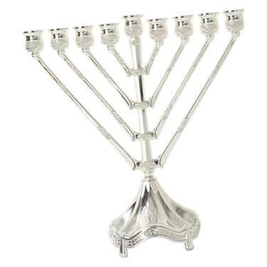 Imagem de Kuntesetty Candelabro Menorá de 9 Braços em Liga de Zinco para Mesa, 26,4 x 23,9 cm (10,4 x 9,4 polegadas), Decoração de Chanucá