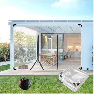 Imagem de Lonas Transparentes Ao Ar Livre Com Zíper, Lona Transparente Com Painéis Laterais De Lona De 0,5 Mm De Espessura, Lona De Pvc Transparente à Prova D'água Resi, H2.6xW7m/H8.5xW22.9ft